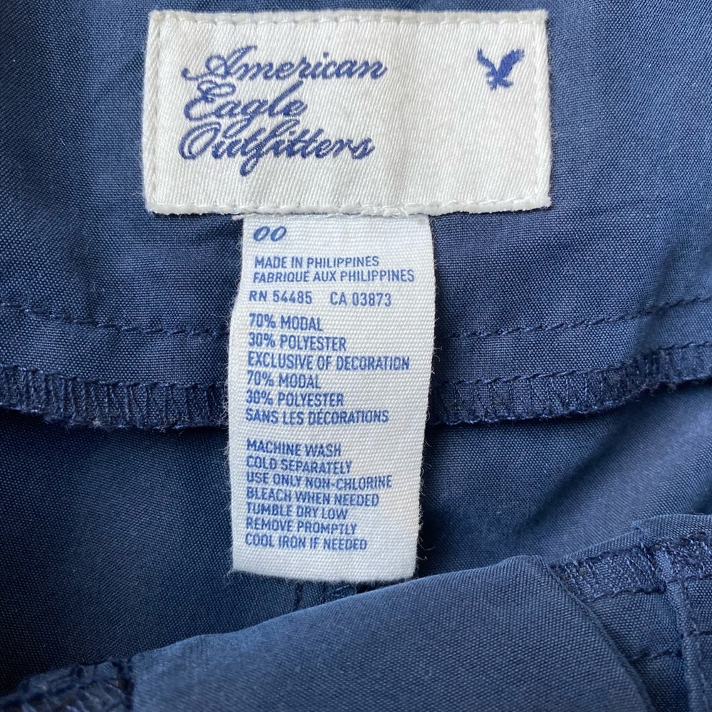 AEO Navy Blue High Waisted Paperbag Shorts - Picture 10 of 10